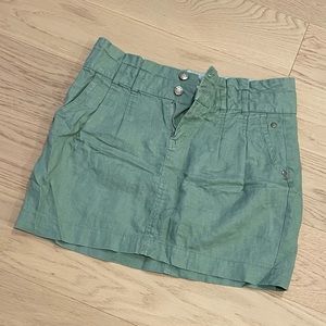 Y2K Low Waisted Pastel Army Green Linen Skirt